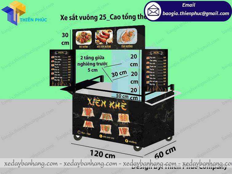 báo giá xe đẩy bán xiên que cá viên