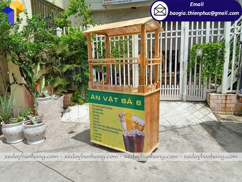 Tủ gỗ bán thức ăn vặt lưu động giá rẻ Tủ gỗ bán thức ăn vặt lưu động tại hcm