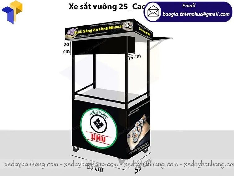 đặt làm xe bán đồ ăn vặt bằng sắt
