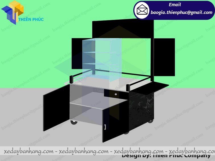 mẫu xe đẩy bán xiên que cá viên đẹp