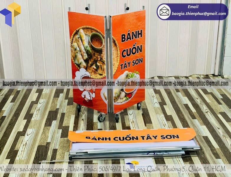 xe bán bánh cuốn gấp gọn