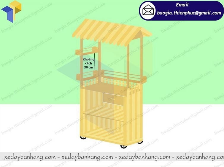 xe gỗ bán xiên que ăn vặt giá rẻ