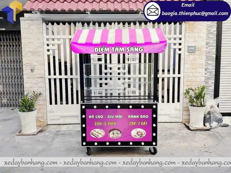 xe đẩy bán bánh bao bằng inox xe đẩy bán bánh bao bằng inox