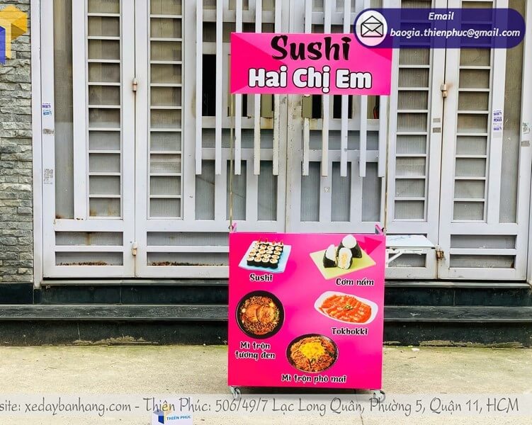 xe đẩy bán đồ ăn gấp gọn