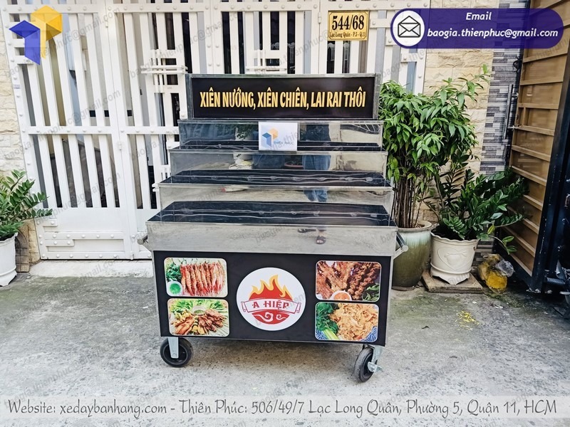 xe đẩy bán xiên que inox xe đẩy bán xiên que inox